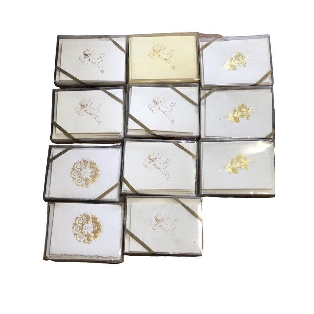 Set of Gilded Greetings Gold Foil Note Cards and Envelopes